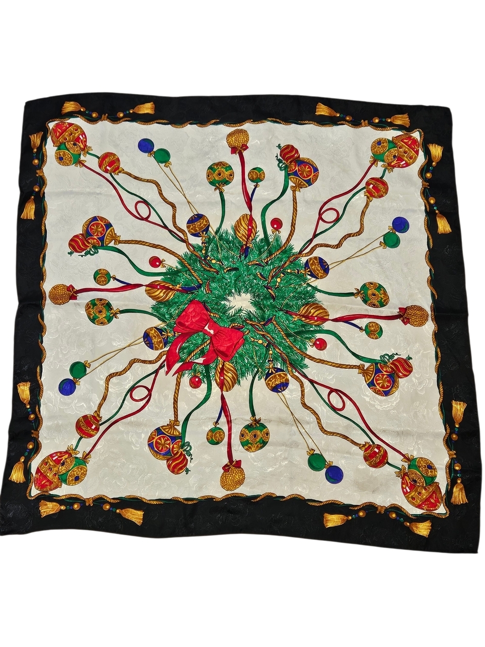 VINTAGE Christmas Holiday Wreath Square Scarf